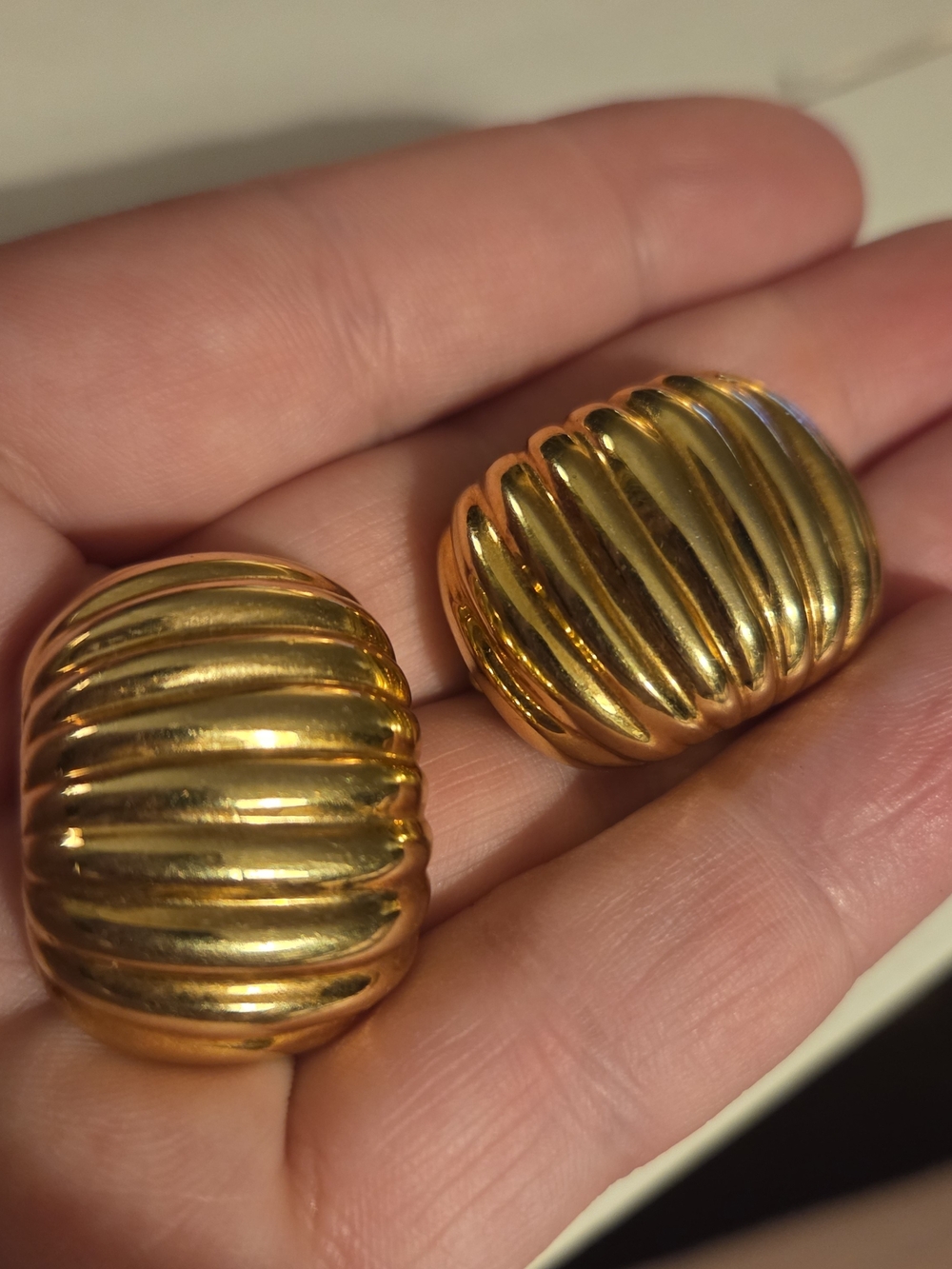 Gold Ribbed Dome Clip-On Earrings - Classic Women’s Jewelry